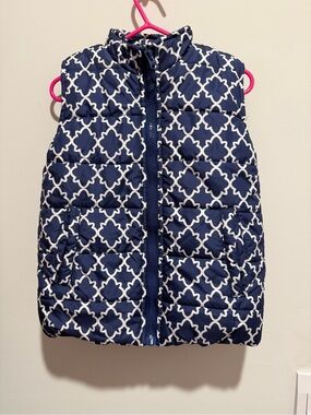 crown & ivy Kids Navy Vest with White Trellis Pattern